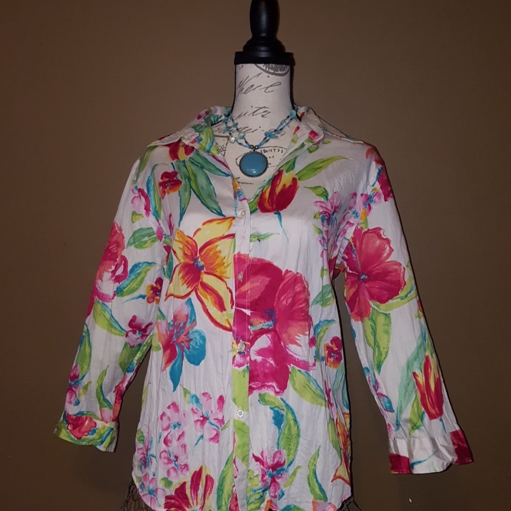 Lauren by Ralph Lauren Tropical Cotton Blouse